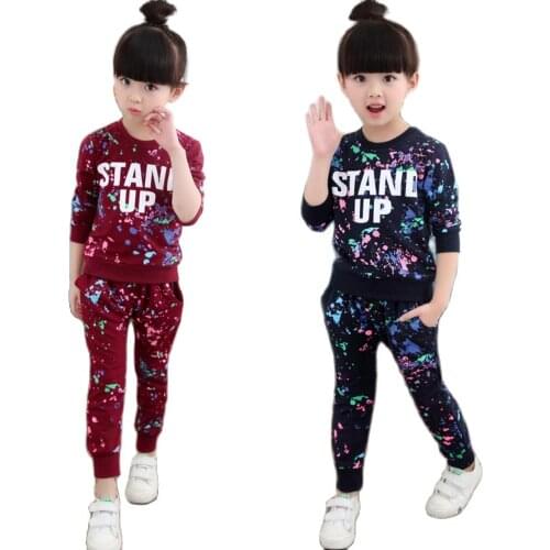 Kids Girls Spring Outfits Full Cotton T-shirt + Pants Suit Casual Child Clothing Sweater Suit Two Piece Set 3 4 5 6 8 10 Years