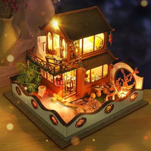 DIY Doll House Furnitures Land of Peach Blossoms Miniature Dollhouse Toys for Children Family House Casinha De Boneca Doll House