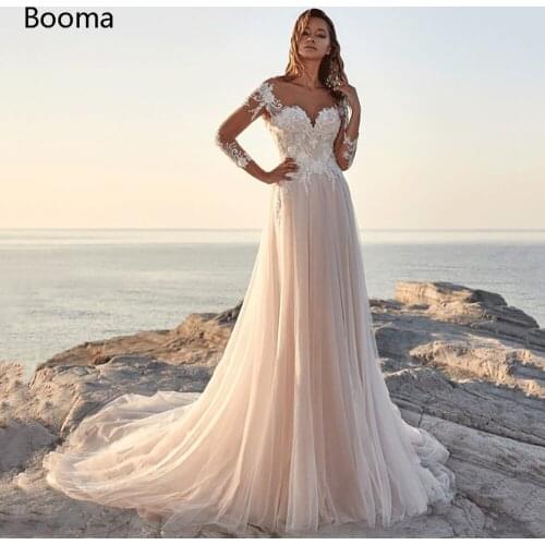 Backless Long Beach Wedding Dresses Sweetheart Lace Appliques Bridal Gowns Three Quarter Illusion Sleeves A-Line Bride Dress