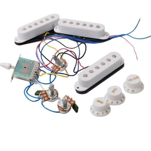 Electric Guitar Pickup Wiring Harness Prewired 5-Way Switch SSS Pickup for ST Electric Guitar White
