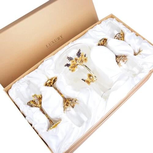 European Enamel Red Wine Glass Golden Retro Crystal Champagne Cup Wedding Party Gifts Home Drinkware