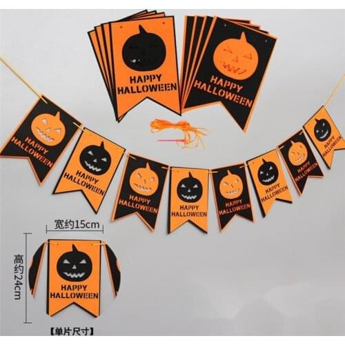 Halloween Non-woven Burla Flag Double-layer Felt Cloth Shopping Mall Store Window Decoration Felt Burla Flag Hanging Flag