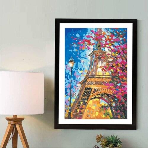 DIY Oil Painting Paint By Numbers" Tower" Acrylic Paint Drawing on Canvas Wall Art Hand Painted Home Decor