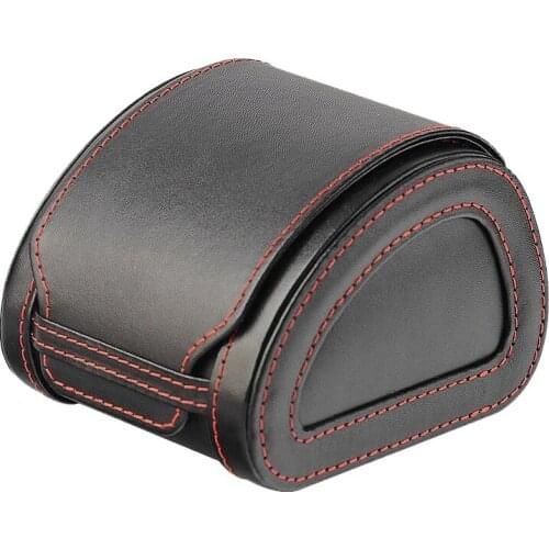 1 Grid Single Watch Box Vintage Pu Leather Zipper Bracket Holder Mechanical Quartz Watch for Business Travel Storage Man