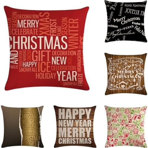 Colorful Letter Christmas XMAS Cushion Cover Santa Claus Pattern Square Pillow Case Sofa Home Decorative Pillow Christmas H745