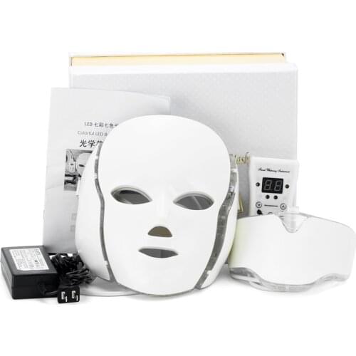 LED Facial Neck Mask With 7 Color Micro-current LED Photon Mask Remove Wrinkle Acne Skin Rejuvenation Face Beauty Machine