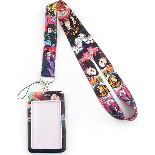LX525 Anime Card Set Keychains Accessory Mobile Phone USB ID Badge Holder Keys Strap Tag Neck Lanyard For Girls