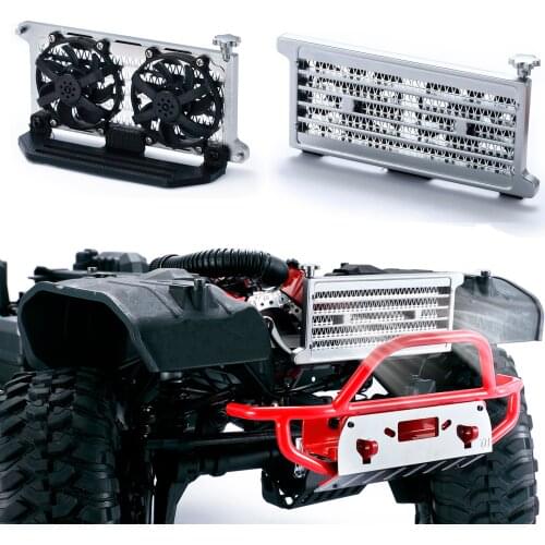 DJ 1:10 Metal Cooling Water Radiator Tank TRAXXAS TRX4 X6 Simulation Wrangler V8 with Rotatable Fan Cooling RC Car Accessories