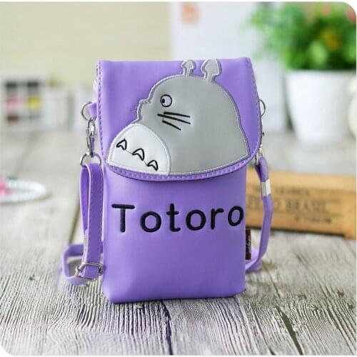 Fashion Women Cute Cartoon Print Mini Flap Messenger Shoulder Bags Girls Lovely Totoro Handbag Purse Women PU Leather Phone Bag