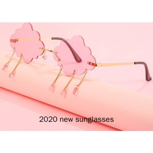 Fashion Rimless Bling Diamond Sunglasses Women New Vintage Unique Cloud Shape Sunglasses Female Shades UV400 NX