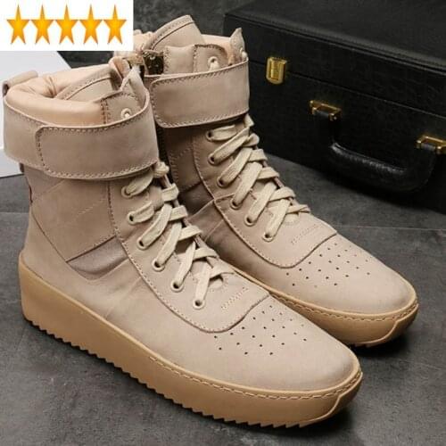 Men Fashion Ankle Flat Genuine Leather High Top Shoes Black Platform Sneaker Brand Tactical Military Boots Plus Size 46