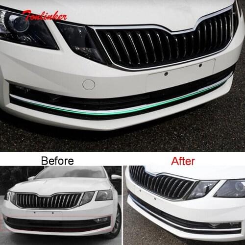 Tonlinker Exterior Front/Rear Bumper Cover sticker for SKODA OCTAVIA 2018-19 Car Styling 1/3 PCS Stainless steel Cover sticker