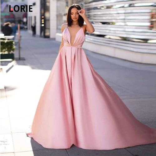 LORIE Formal Evening Dresses Long V-neck Backless Prom Party Gowns Beach Wedding Guest Dress Beauty Pageant Gowns Custom Made