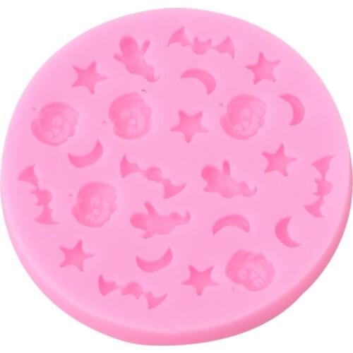 New Moons Stars Ghosts Bats Cooking Tool Moon Star Halloween Pumpkins Cartoons Shaping Silicone Mold Chocolate Candy