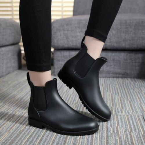 New Chelsea Rain Shoes Woman Ankle Rainboots Rubber Boots Non-slip Water Shoes Female Galoshes Overboot for Adultmk91