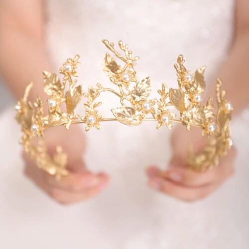 2020 New Arrival Gold Noble Queen Crown Make up Prom Hair Accessories Trendy Headband Bridal Headpieces women Crown Wedding