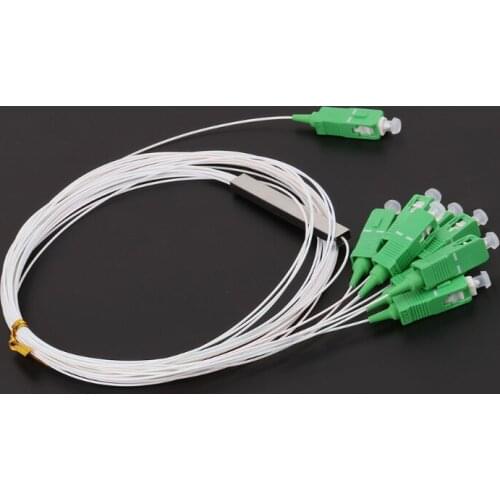 Single Mode 0.9mm Steel Tube Fiber Optic PLC Splitter 1x8 1*8 SC/APC Mini Blockless SC APC Connector 8 way Optical PLC Splitter
