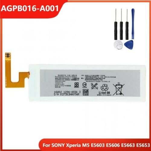 Original Replacement Phone Battery AGPB016-A001 For SONY Xperia M5 E5603 E5606 E5663 E5653 Rechargable Batteries 2600mAh