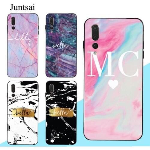 PERSONALISED SWIRL MARBLE NAME INITIALS Case For Huawei P20 P30 P40 Pro P10 Lite Mate 10 20 30 Lite P Smart 2019 Z