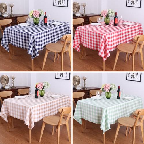 Round Rectangle White Black Red Checkered Gingham Table Cover Checkered Tablecloth for Birthday Party Event Decoration Picnic