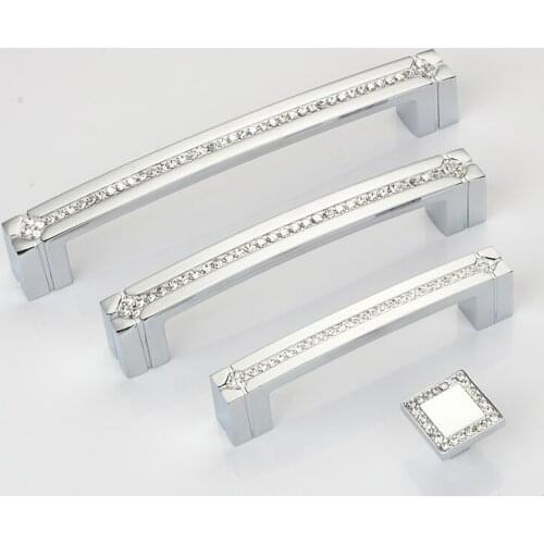 Xipeiyi Luxury Wine Cabinets Diamond Crystal Handle Gold Silver Furniture Drawer Wardrobe Door Pulls And Knobs Closet Knobs