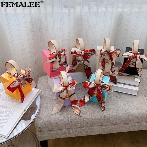 Luxury Design Bow Scarves Mini PVC Handbags For Women 2021 Trendy Acrylic Candy Color Box Tote Bolsas Fashion Female Hand Bags