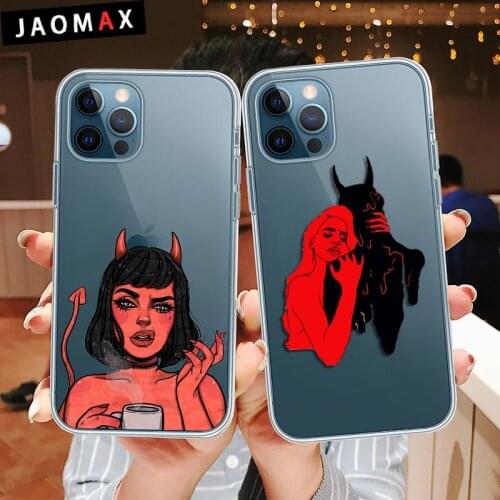Lovely Devil women Soft Phone Case For iPhones 12 11 Pro Max 6s 7 8 Plus XR Xs Max SE 2020 Sexy girl silicone Black Cover