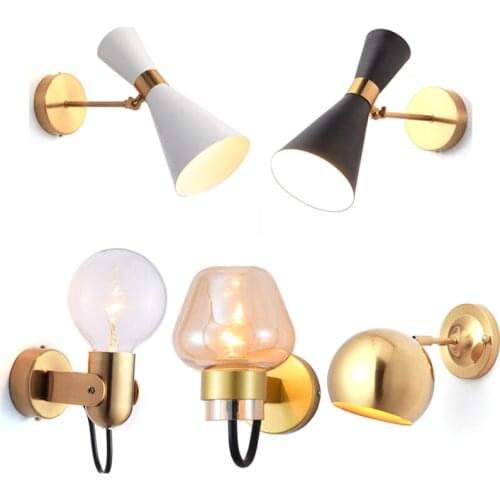 Nordic Wall Light Modern Wall Sconce Bedside Wall Lamp Black/Gold Corridor Bed Lamp Moderno Bedroom Decor AC110V-240V E27 Blub