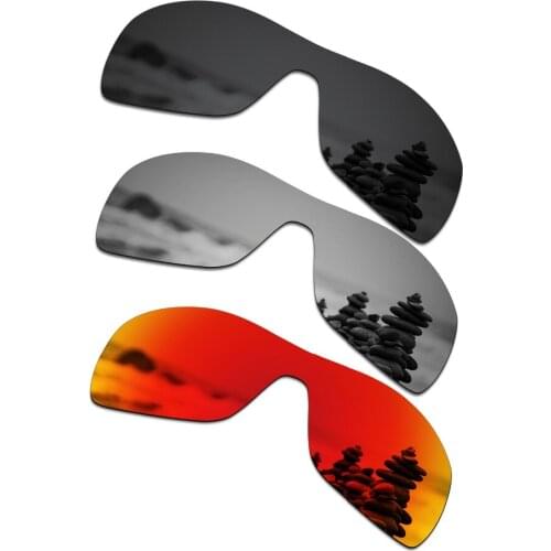 SmartVLT 3 Pieces Polarized Sunglasses Replacement Lenses for Oakley Antix Stealth Black and Silver Titanium and Fire Red