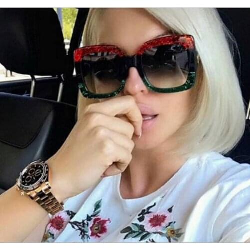 2020 Italy Luxury Brand Oversized Square Sunglasses Women MenRetro Frame Sun Glasses For Female Green Red Driver Goggles