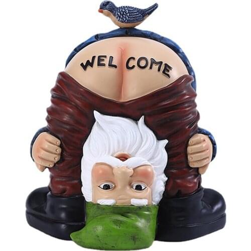 Gnomes Dwarfs Statue Funny Welcome Sign For Garden Yard Lawn Ornament Decoration Sculpture Resin Miniature