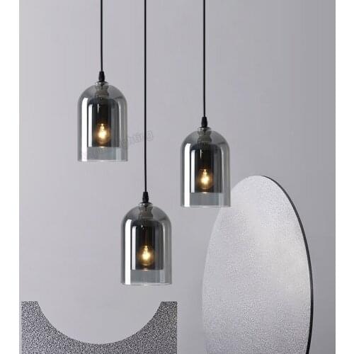 Artpad 1-Light Clear Glass Pendant Light with E27 Lamp Holder,Industrial Bar Ceiling Hanging Lamp with Adjustable Cable