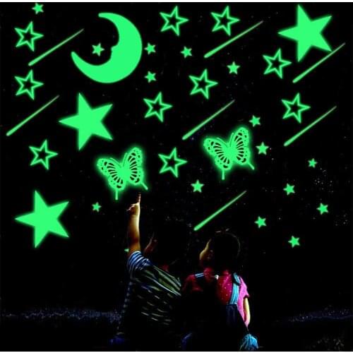 Luminous 3D Stars Moon Snowflakes Pattern Wall Stickers Fluorescent Glow In The Dark For Kids Bedroom Ceiling Home Decor Decal