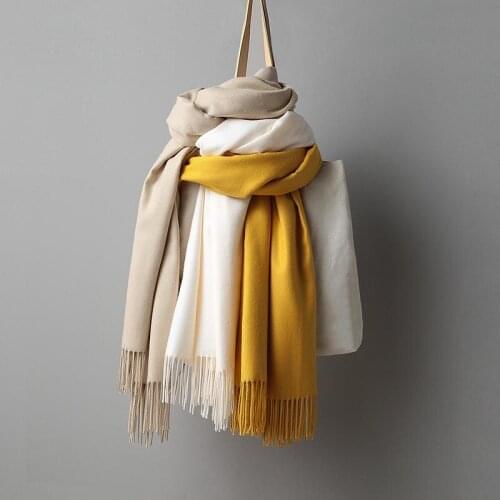 Winter Autumn Solid Color Cashmere Scarves with Tassel Women Warm Thin Long Scarf Shawls Luxury Neck Bandana Lady Wrap