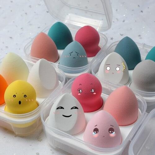 2pcs/4pcs Makeup Sponge Dry And Wet Use Cosmetic Puff Sponge Foundation Powder Blush Beauty Tools With Storage Box