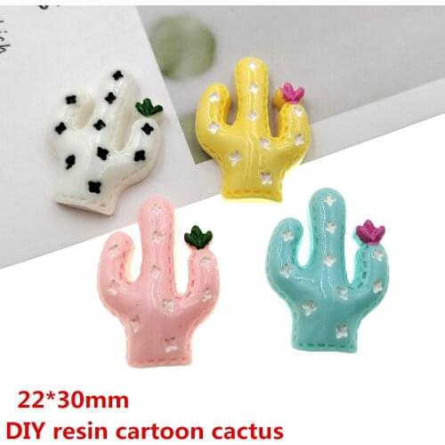 20pcs/lot DIY resin cartoon cactus for kids hair clothes accessories resin cabochons resin charms