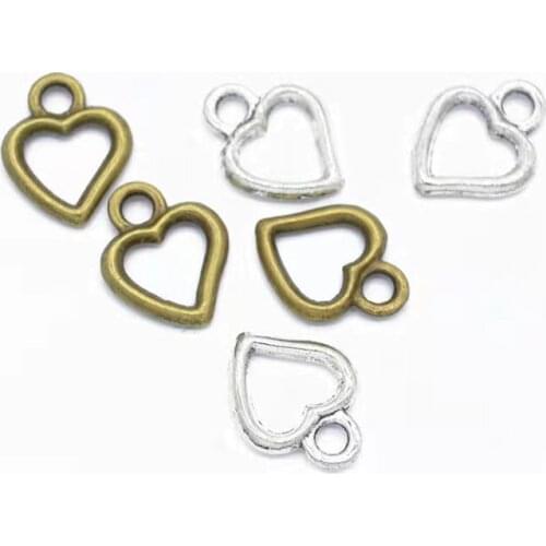 30Pcs 15x12mm Antique Bronze/ Antique Silver Alloy Heart Charm Pendant Fit For DIY Jewelry Making