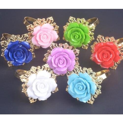 420pcs Rose Flower Decor Gold Napkin Ring Hoops Napkin Serviette Holder for Wedding Party Dinner Table Decoration SN2960