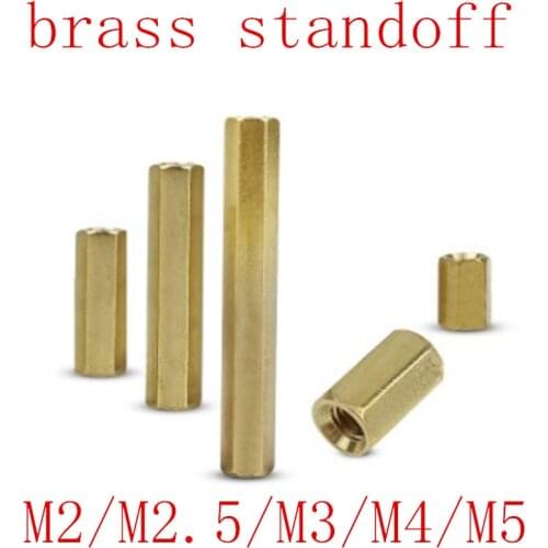 5-50pcs Hex Female to Female M2 M2.5 M3 M4 M5 brass standoff spacer Hexagonal Stud Spacer Hollow Pillars