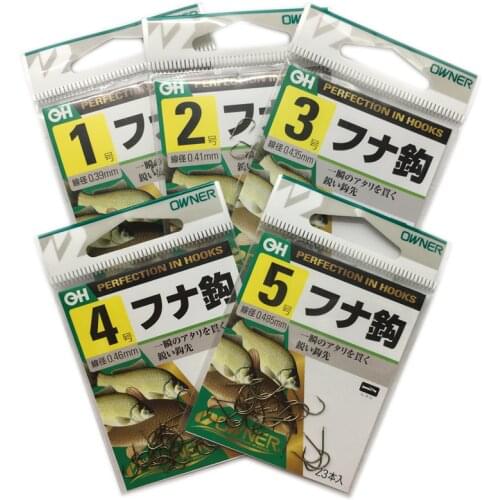 Authentic OWNER Hooks 10563 1#--5# Carbon Steel Barbed Fishing Hooks Ultra-light Crucian Carp Fishing Hooks Anzol Fishing Gear