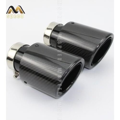 Car accessories exhaust muffler tail-throat universal flanged bright carbon fiber black stainless steel for BMW E46 E90