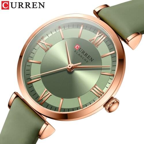 CURREN 2021 Luxury Brand New Watches For Women Simple Quartz Leather Clock Elegant Dress Bracelet Wristwatch With Leather Strap