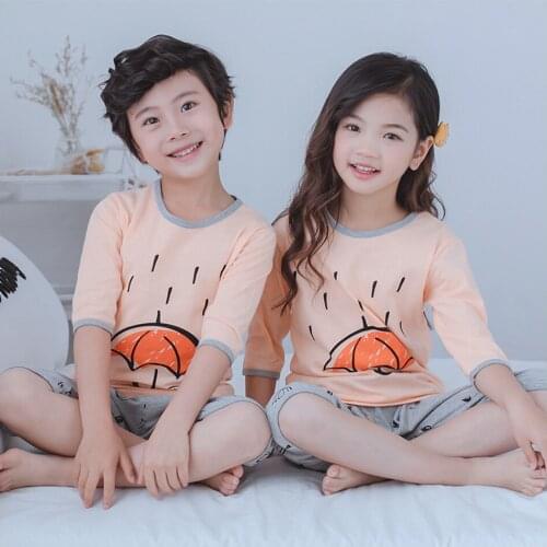 Kids Cartoon Pajamas Sets Girls Cotton Sleepwears Boys Soft Pyjamas Suits Teenagers Clothes Sets Children Lovely Nightwears