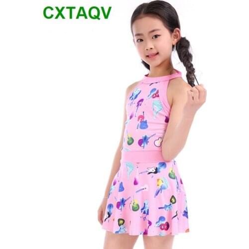 Kids Bathing Suit Girls Swimsuit Musical Instruments Print Cute Children One Piece Swimwear Halter Hot Spring Beachwear 2018