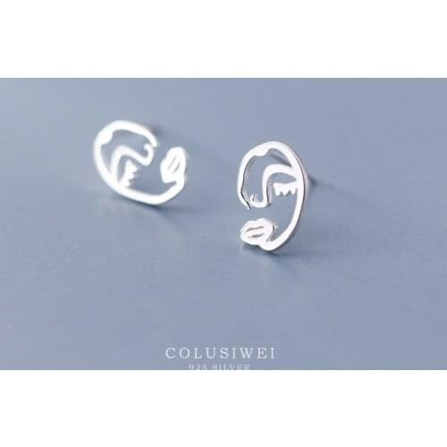 Colusiwei Design Earrings for Women 925 Sterling Silver Side Face Silver Earring 2020 Korean Fashion Jewelry Anti-allergy