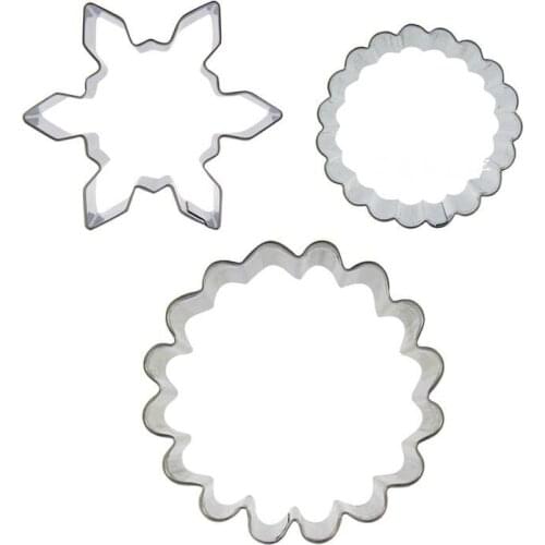 Snowflakes, Wave Circles shaped 3 piece biscuit cutting molds, baking tools, cake decorating soft candy tools