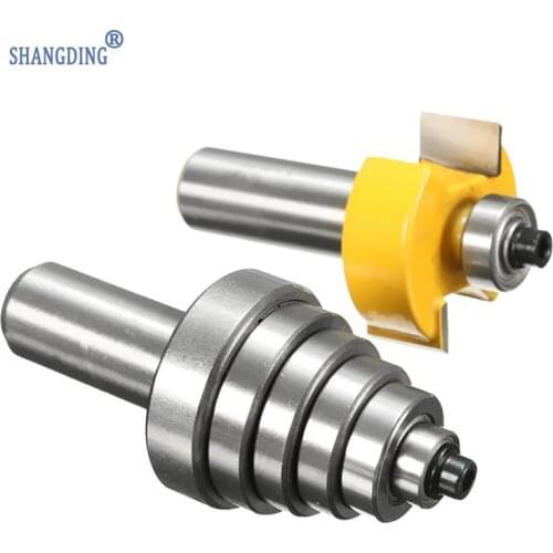 Best Price 2pcs Woodworking Router Bit with 6 Bearings Bits Set 1/2" Cutting Cemented Carbide Silver & Yellow