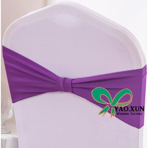 HOT Sale Lycra Chair Band Spandex Sash With Butterfly Buckle For Chair Cover Wedding Event Decoration