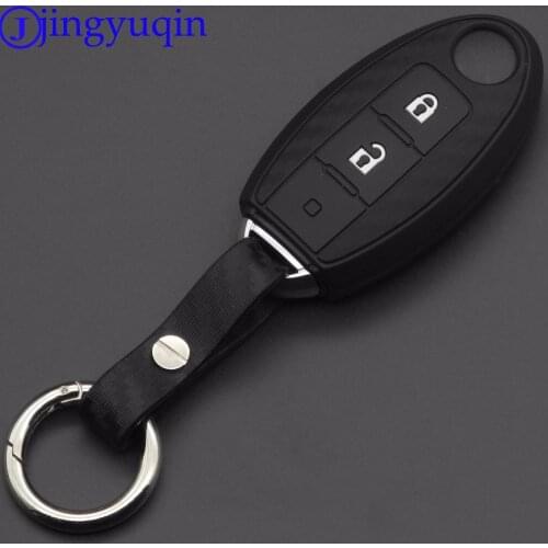 Jingyuqin 2/3Btns Carbon Silicone Car Key Case For Nissan X-Trail 370Z Cube Micra Qashqai Juke Leaf Tiida Cube Quest Versa