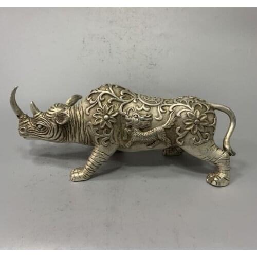 China White copper rhino crafts statue